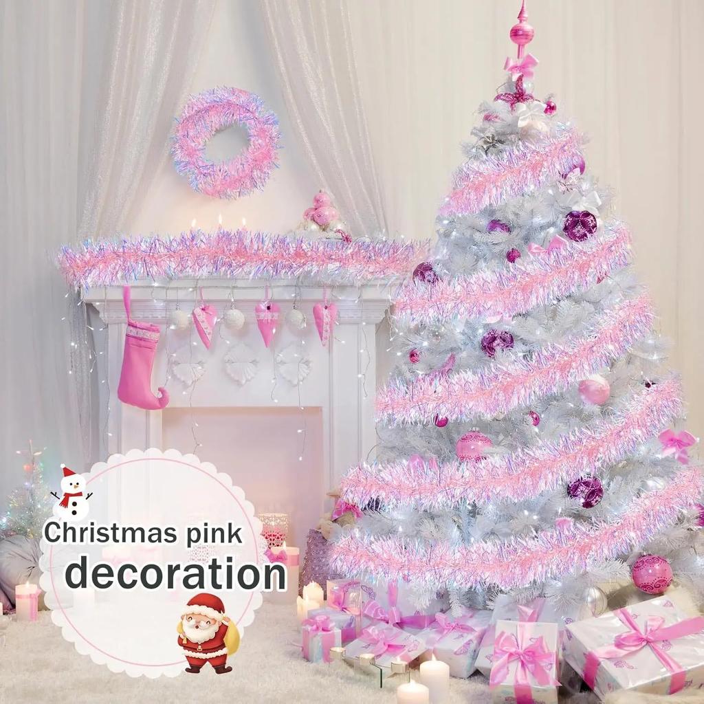 Metallisch Pink Lametta Girlande Glitzernde Dekoration für Valentinstag Hochzeitsparty Feiertag Zuhause Weihnachtsdeko