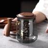 High Borosilicate High Temperature Resistant Glass Tea Cup Tea Water Separation Can Be Separated Three-piece Wooden Cup Office Drinking Cup