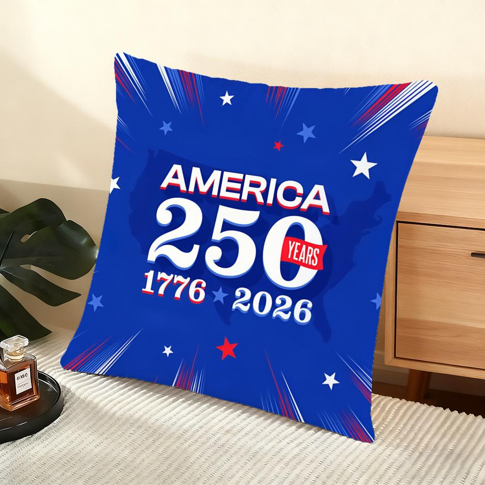 250Th Anniversary Of The Usa Cushion Cover Soft Short Plush Pillow Cover Smooth Cozy Texture Aesthetic Cushion Case Home Decor