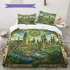 Magical Egyptian Mural Pattern Bedding Quilt Set Quilt Cover Pillowcase Home Decoration Birthday Gift (1 * Duvet Cover + 2 * Pillowcase, Without Core)
