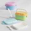 Double Layer Plastic Lunch Box with Spoon Fork BAP Free Child Kids Lunch Box Microwavable Leak-proof Bento Box Food Container
