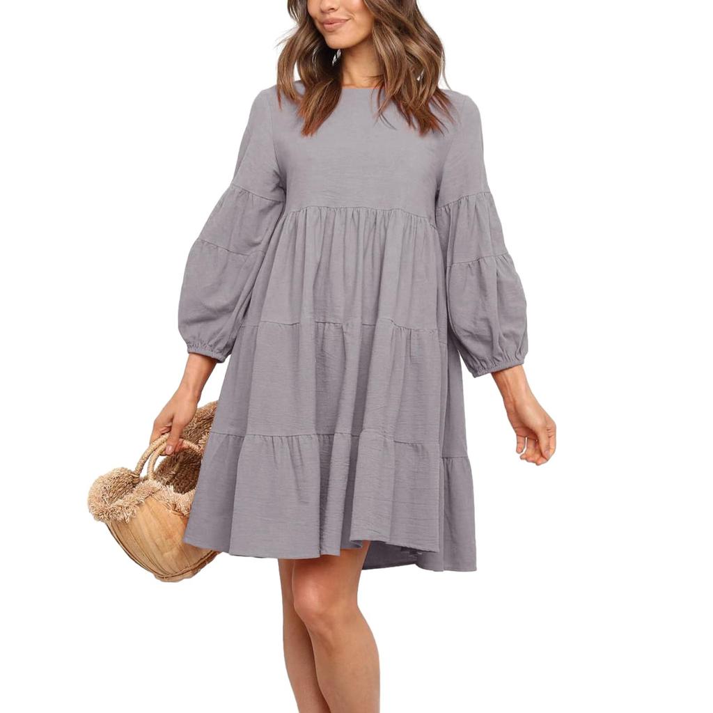 Women's  Sleeve Long Sleeve Patchwork Loose Swing Dress