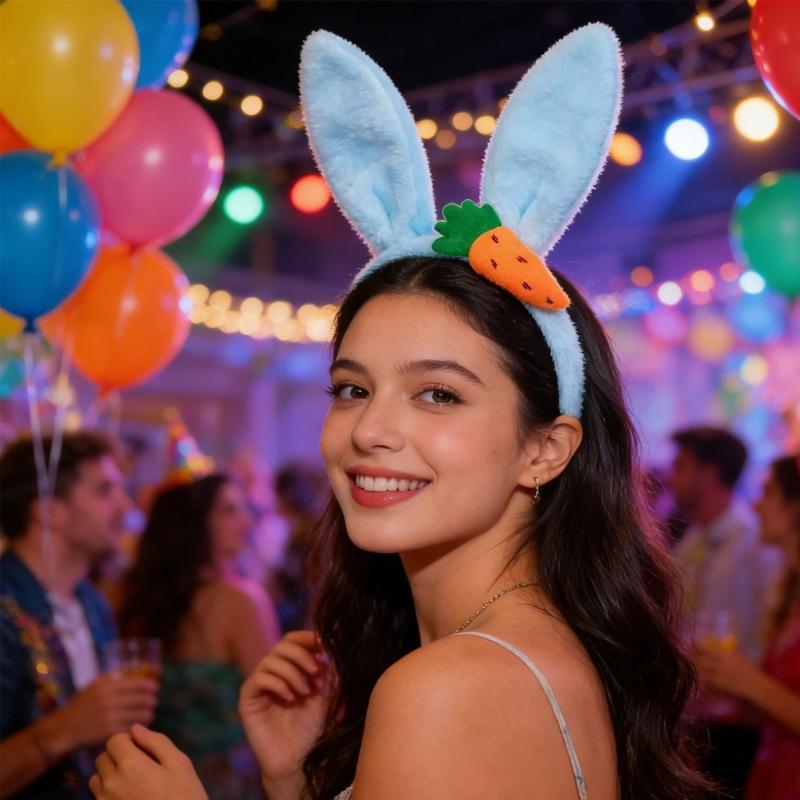 Easter Hare Ear Carrot Hairband Plush Soft Hare Ear Headband For Kids Adult Easter Cosplay Festival Celebration