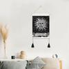 Tapiz de sol y luna para colgar en la pared, tapiz de pared ondulado, tapices psicodélicos bohemios, tapiz blanco y negro, decoración del hogar para habitación
