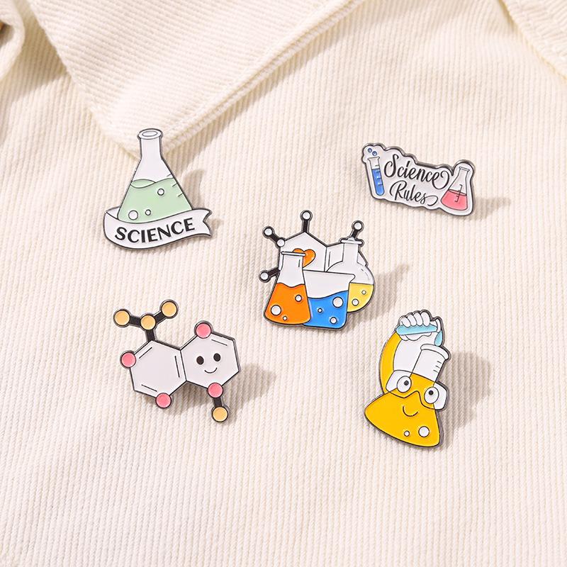 Chemical Lab Test Tube Alloy Paint Brooch – Popular European & American Design