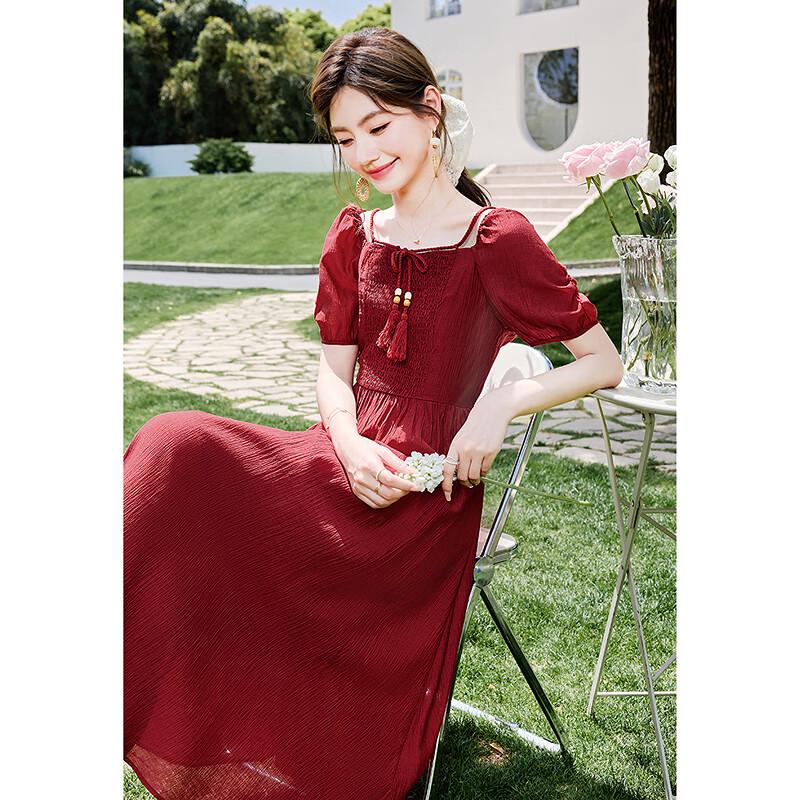 

Women s Elegant Short Sleeve A-line Midi Dress S