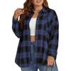 Dames Grote Maat Geruite Lange Mouwen Knopen Los Blouse