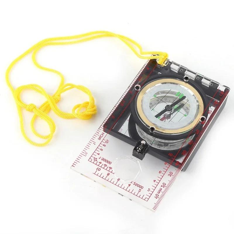 1 Pcs Outdoor Camping Portable Compass Mirror Multifunctional Scale North Compass with Magnetic Deviation Adjustment Function
