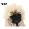 Small Dog Halloween Costume Funny Pet Wig, Cute Bob Cut Cat Afro Curly Wig with Adjustable Cosplay Accessories Elastic Band, Breathable for Dogs, Cats