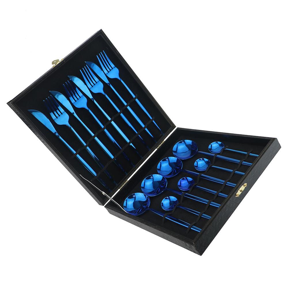 16pcHigh Grade Luxury Rainbow Dinnerware Set Fork Knife Spoon Black Cutlery Set Stainless Steel Flatware Set With Gift Box Hotel