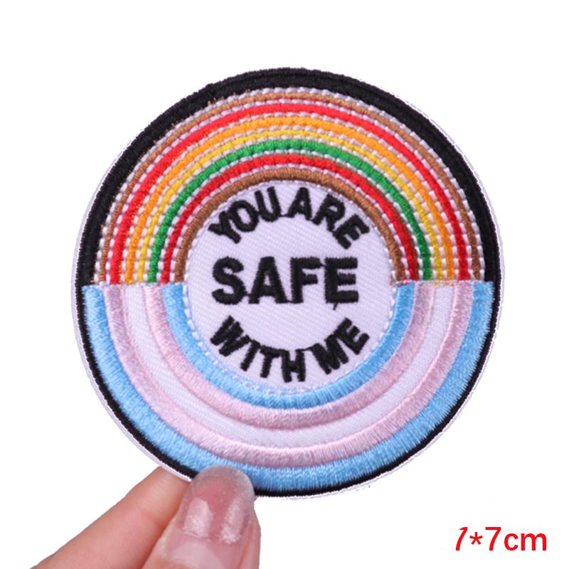 Positive Energy Letter Patch Cartoon Inspirational Quotes Embroidered Patches Iron On Patches For Jeans Jackets Sew Patch DIY