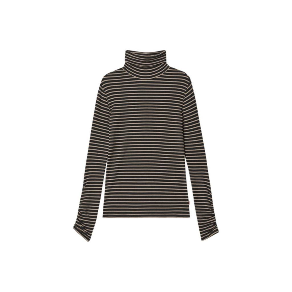 Levis Comfortable Knitted Casual Striped Turtleneck Long Sleeve T-Shirt Women tops 001XT-0001
