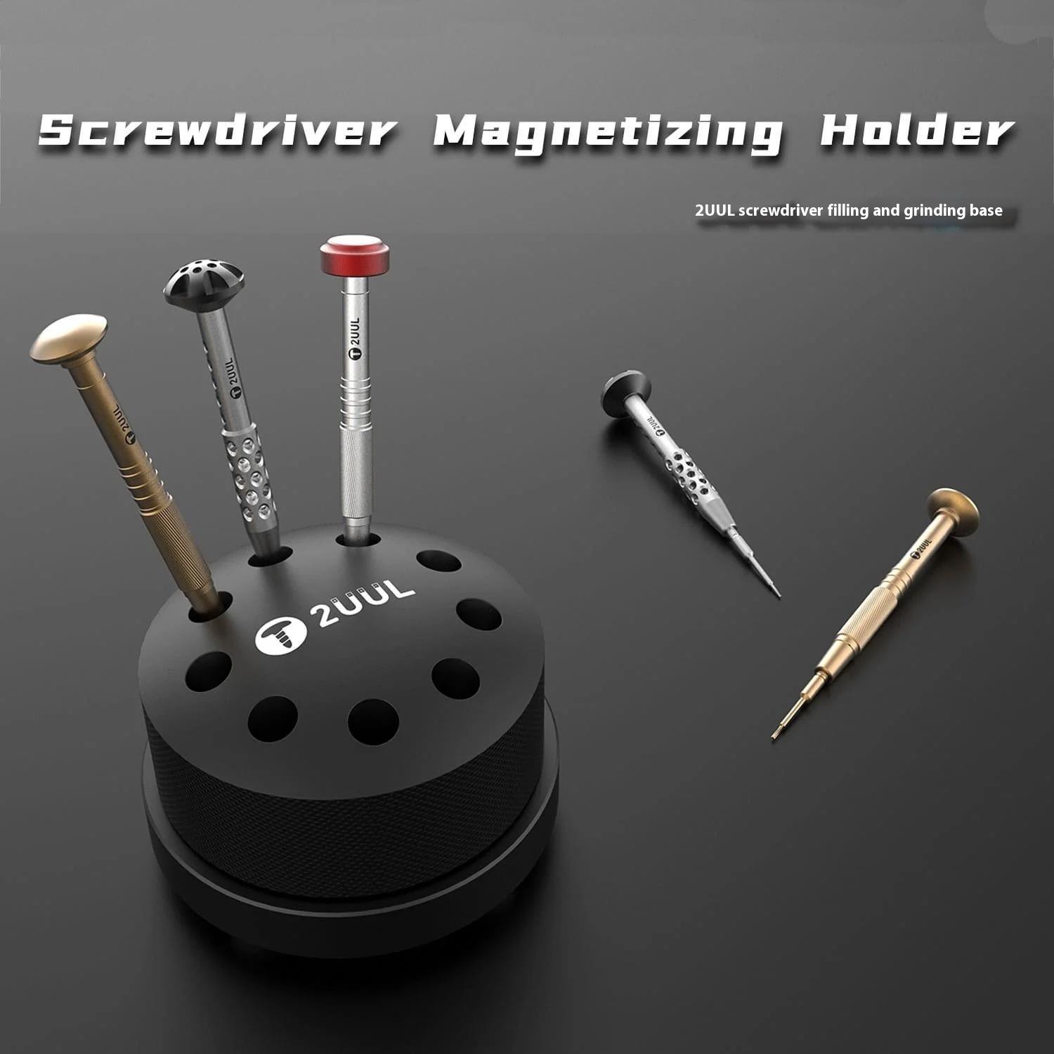 

2UUL ST51 Screwdriver Magnetizing Holder Black Aluminum Alloy Rotating Screwdriver Magnetizing Base Type A