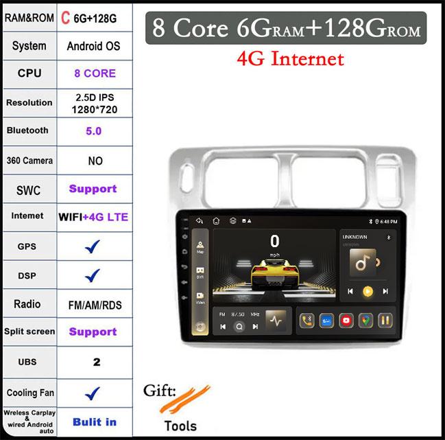 Car Radio For Mitsubishi Pajero iO 1998 - 2007 Android 14 4G+WIFI Android Auto Carplay GPS Navigation Player
