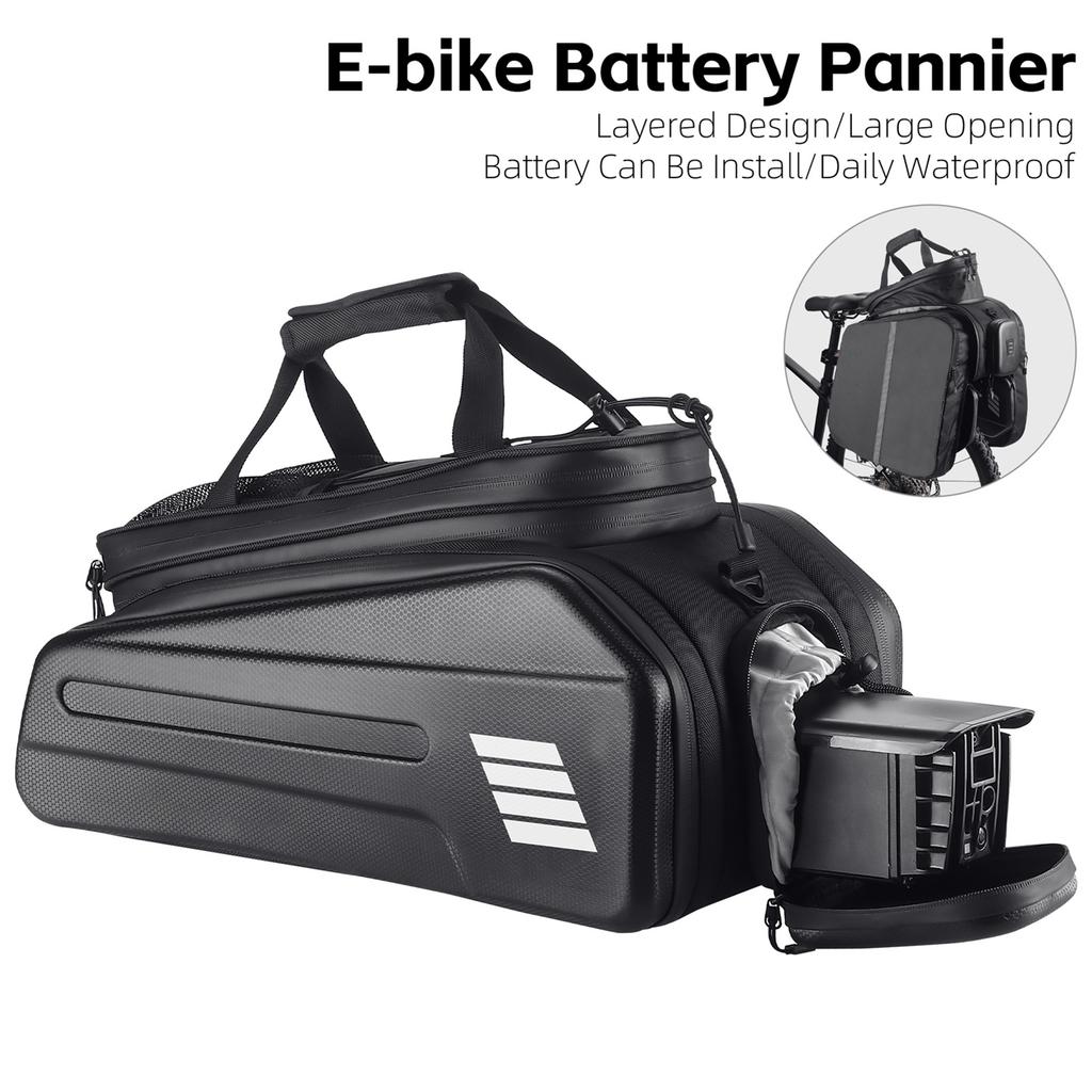 E-Bike RearSeat Bag Electric   Battery Bag Expandable Large Capacity   Rack Seats Bag Waterproof Cycle Bag