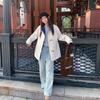 2026 Short Trench Coat Women High-end Contrast Color Casual Light Padded Jacket