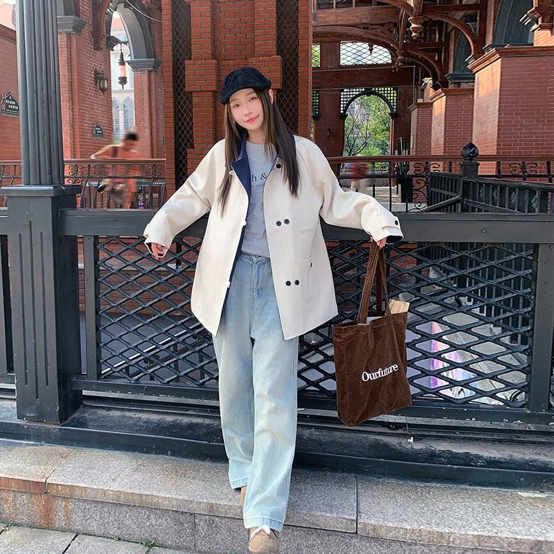2026 Short Trench Coat Women High-end Contrast Color Casual Light Padded Jacket