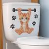 Fitness Kitten Toilet Seat Sticker Bathroom Decor Playful Removable Self-Adhesive Decal