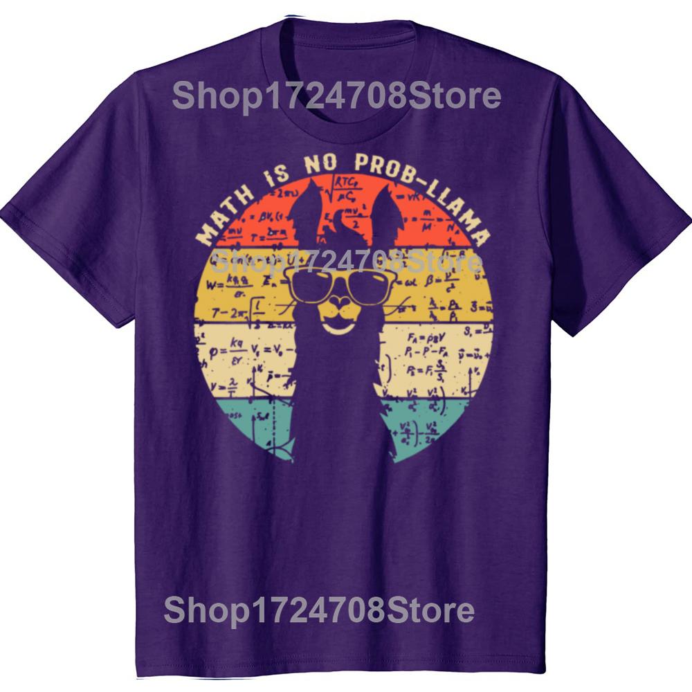 Funny Math is No ProbLlama Math Llama Teacher T Shirts Cotton Streetwear Short Sleeve Birthday Gifts Summer Style Tshirt