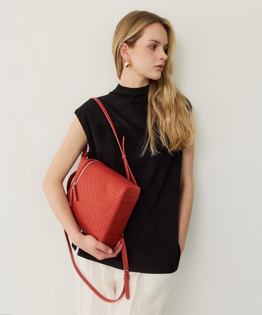 Barneys Newyork 26Ss Weaving Leather Backpack Brick Brown