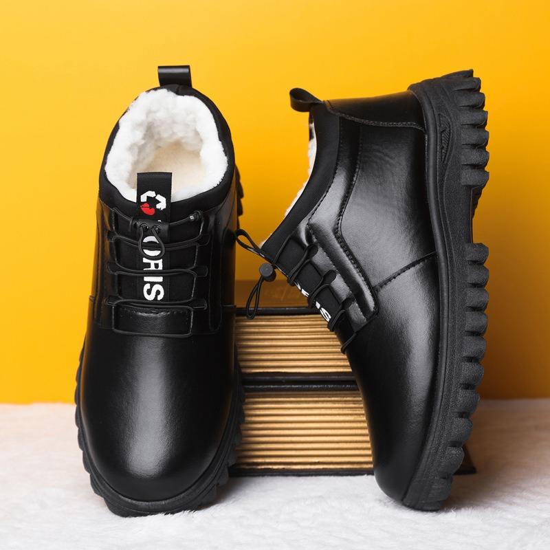 Men's cotton shoes new fashion versatile winter warm velvet thickened high-top middle and old trend snow boots