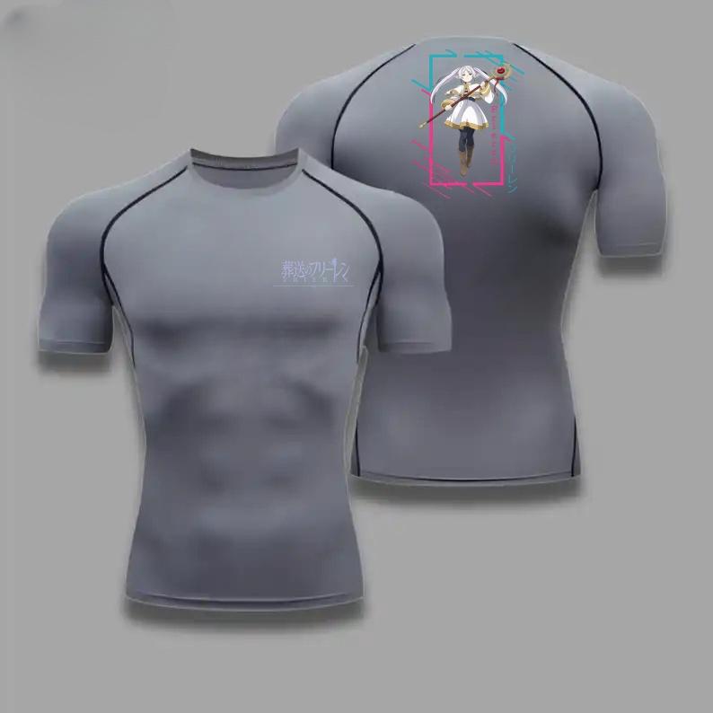 Men Compression T-Shirt Fitness Running Sports Quick-Dry Frieren Breathable Short Sleeves Stretchy Fabric for Summer Workouts