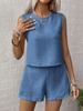Women's Solid Color Simple Fashion Casual Sleeveless Top and Shorts Set