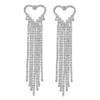 Luxury Shiny Rhinestone Long Tassel Love Earrings Fashion High-Grade Earrings Bridal Earrings Women's Earrings 1 Pair