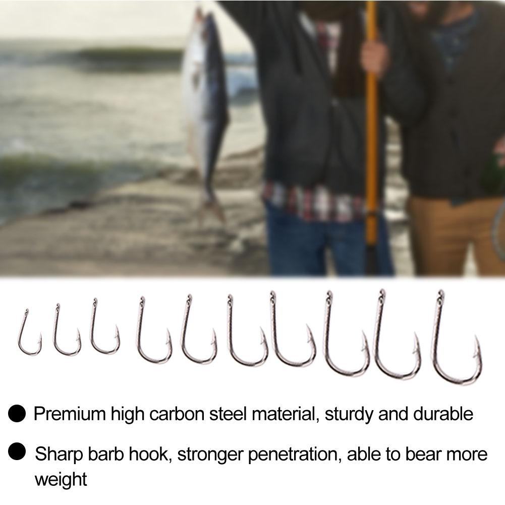 100PCS High Carbon Steel Fishing Hooks with Sharp Barb Hook Fishers Accessory Black with Hole