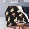 Ice Cream Cartoon Pattern Fleece Flannel Blanket for Bed Couch Blanket Super Soft Lightweight All Season Warm Teenage Girls Gift