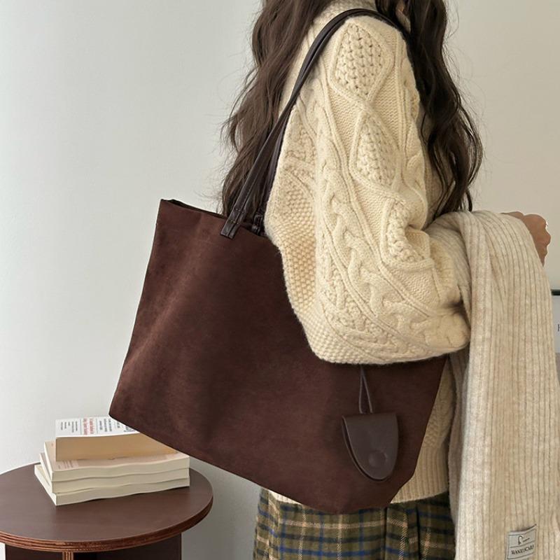 Bolso Tote Casual Marrón de Gran Capacidad para Mujer, Bolso de Mano y Hombro para Viajar