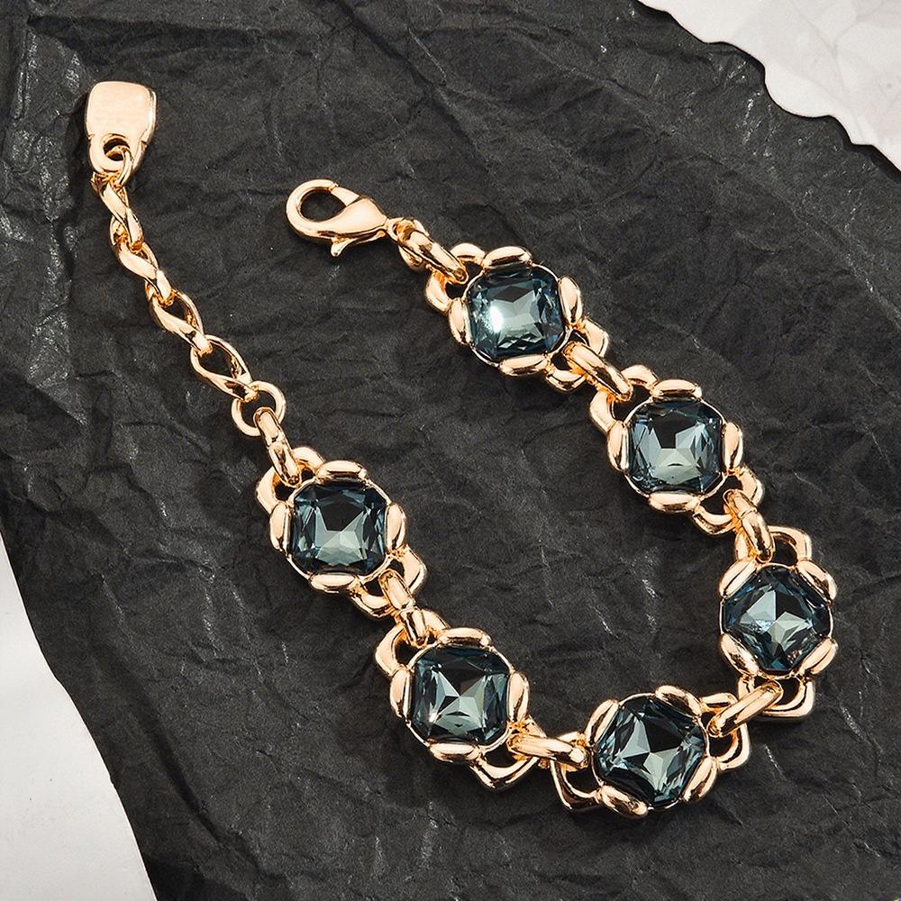 

Комплект из сапфирового ожерелья и браслета, простая модная цепочка на ключицу, женственный роскошный темперамент