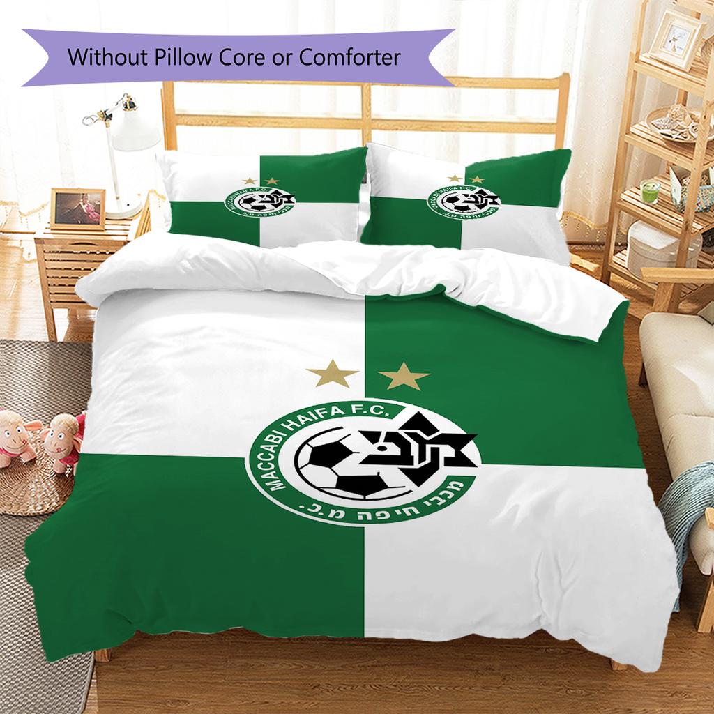 Maccabi-Haifa Pattern Bedding Quilt Set Quilt Cover Pillowcase Home Decoration Gift (1 * duvet cover + 2 * pillowcase, without core)