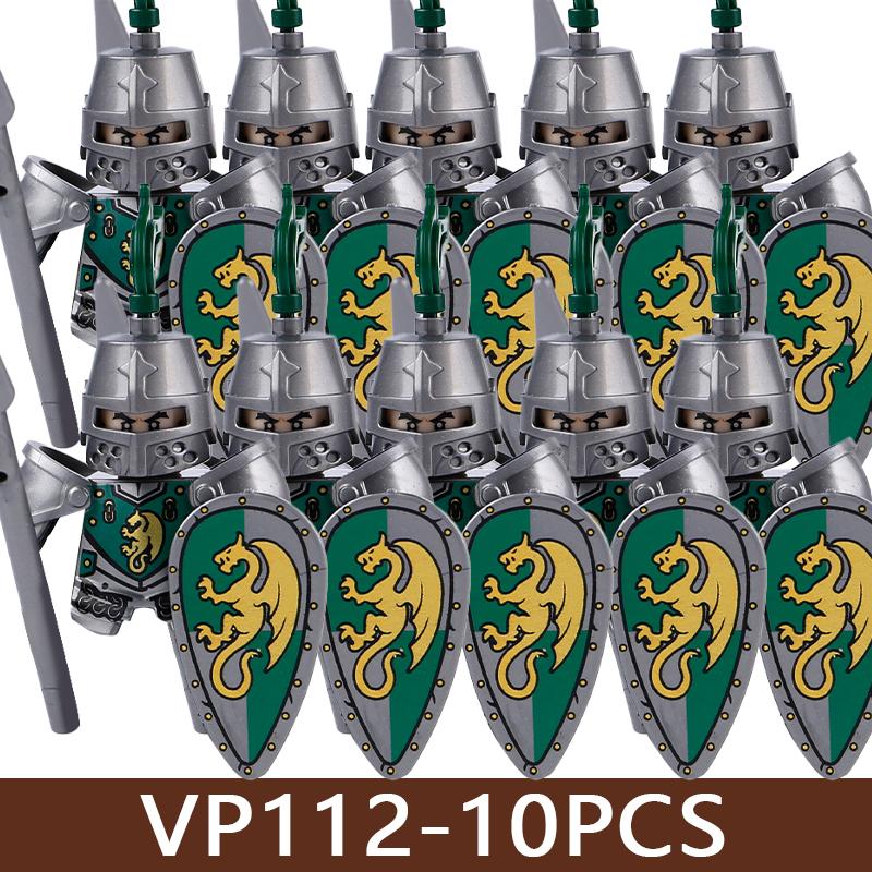 Medeltida Slottssoldat Figurer Byggklossar Militär Armé Riddare Romersk Krigare Infanteri Milis Orcher Tillbehör Klossar Leksaker