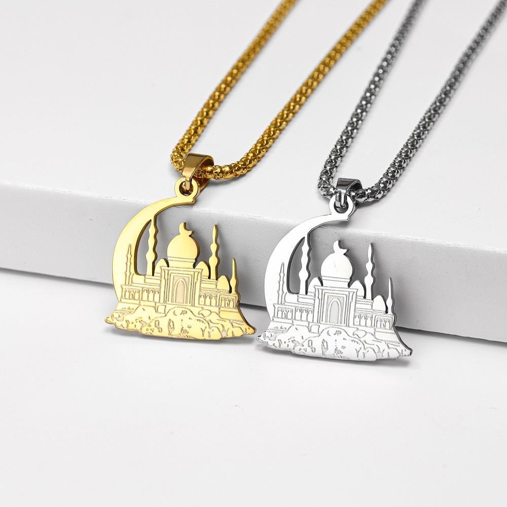 Mosque Crescent Stainless Steel Necklace