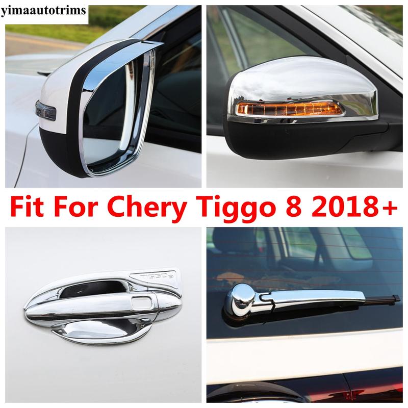 Rearview Mirror Rain Eyebrow / Window Wiper / Door Handle Bowl Cover Trim For Chery Tiggo 8 2018 -  ABS Chrome Accessories