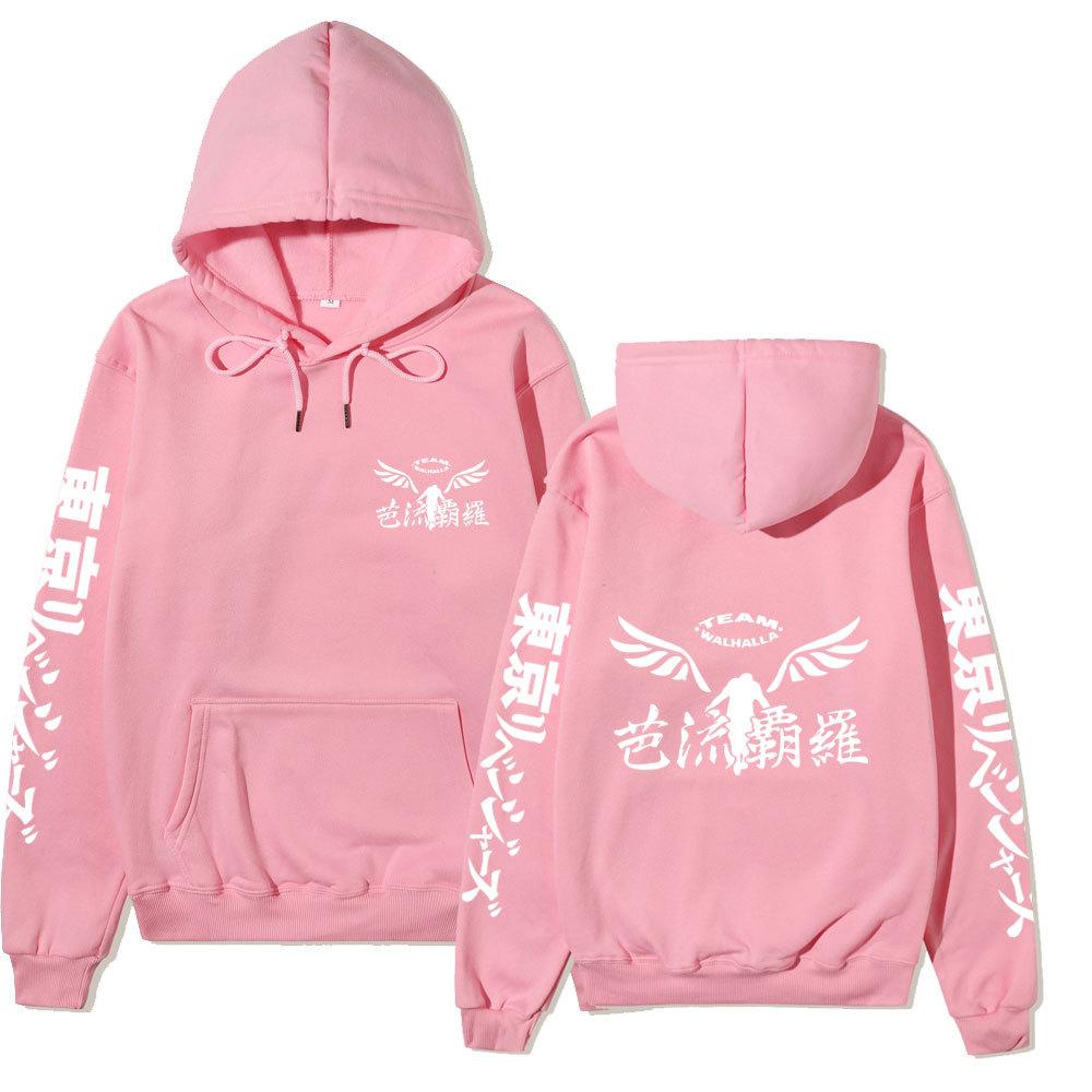 Tokyo Revengers Team Walhalla Double-sided Hoodie, Wing Logo Long Sleeve Pullover Sweatshirt Unisex Anime Hoodie with Japanese Sleeve Print