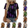 Women Casual Loose Fit Short Sleeve T Shirt Halloween Themed Print Crew Neck Lightweight Top for Everyday Wear