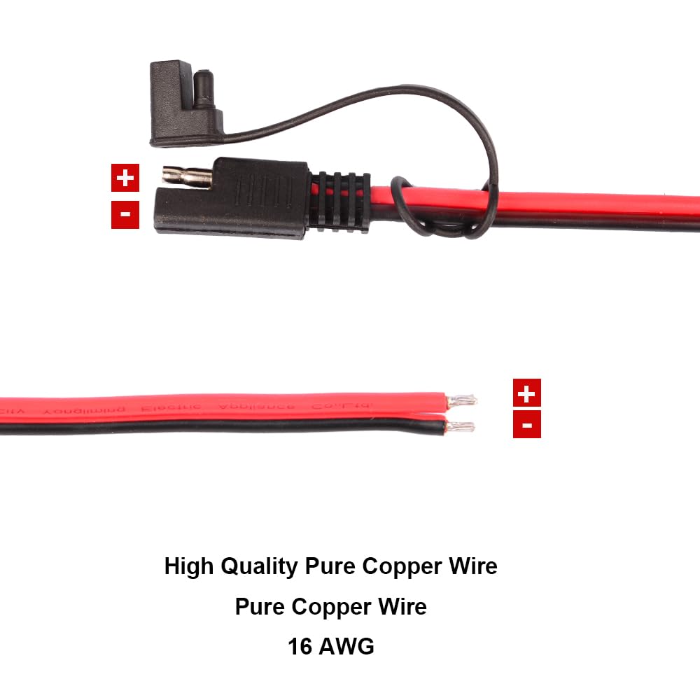 HUIQIAODS SAE Connector, Extension Cable, Set of 2, 2-Pin, SAE Extension Power Cord, Extension