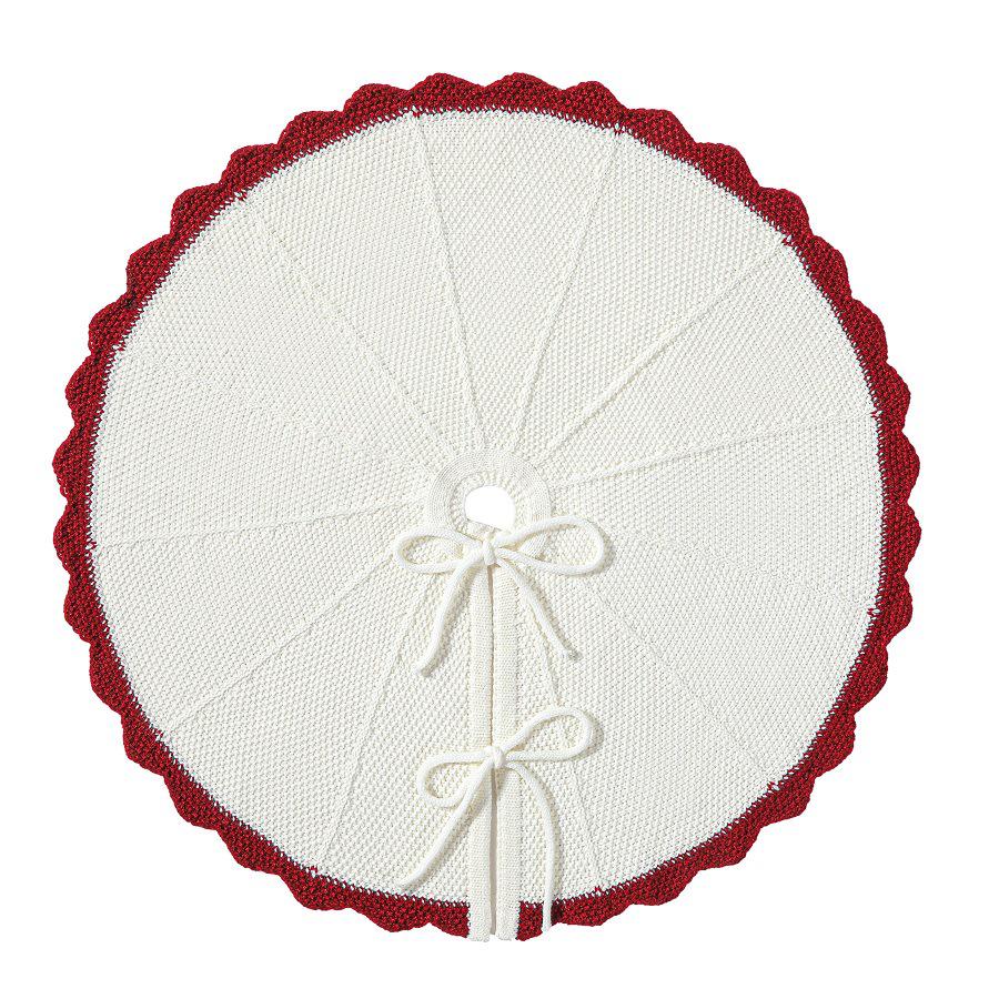 White Heart Petal Knitted Christmas Tree Skirt - Creative Holiday Decoration