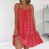 U Yaka Kolsuz Mini Elbise Pileli Fırfır Etek Gevşek Fit Backless İnce Çiçek Baskı Sling Bayan Plaj Elbisesi Günlük Giysi