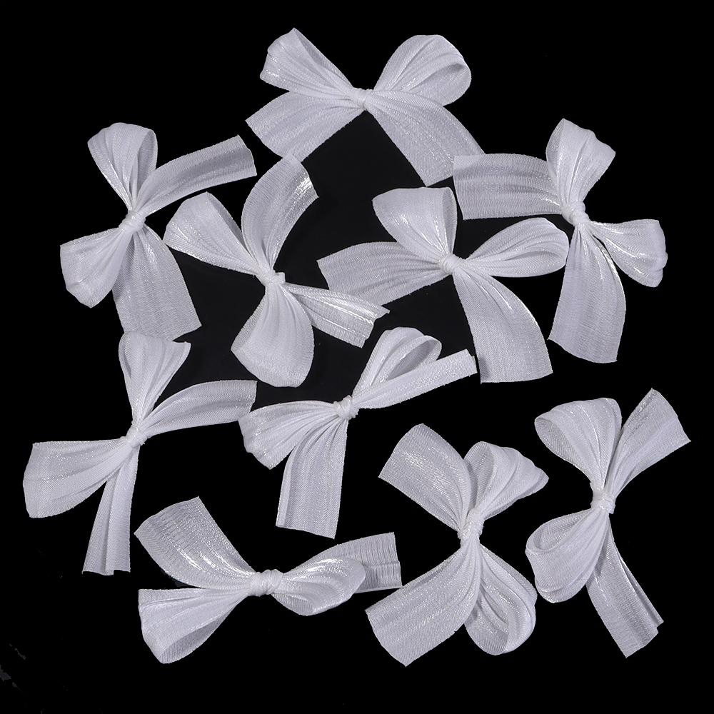 10pcs 4x5.5cm Pearlescent Satin Ribbon Bows Colorful Pleated Bowknots For DIY Wedding Party Clothing Headwear Gifts Decoration