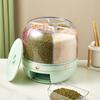 360° Rotating Grain Dispenser Rice Barrel Bulk Cereal Separated Jar Sealed Insectproof Rice Tank Kitchen Food Storage Container