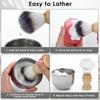 3pcs Men Shaving Brush Kit Wooden Handle Shaving Brush Stainless Steel Soap Bowl with Metal Stand Professional Face Beard Cleaning Grooming Tool Set