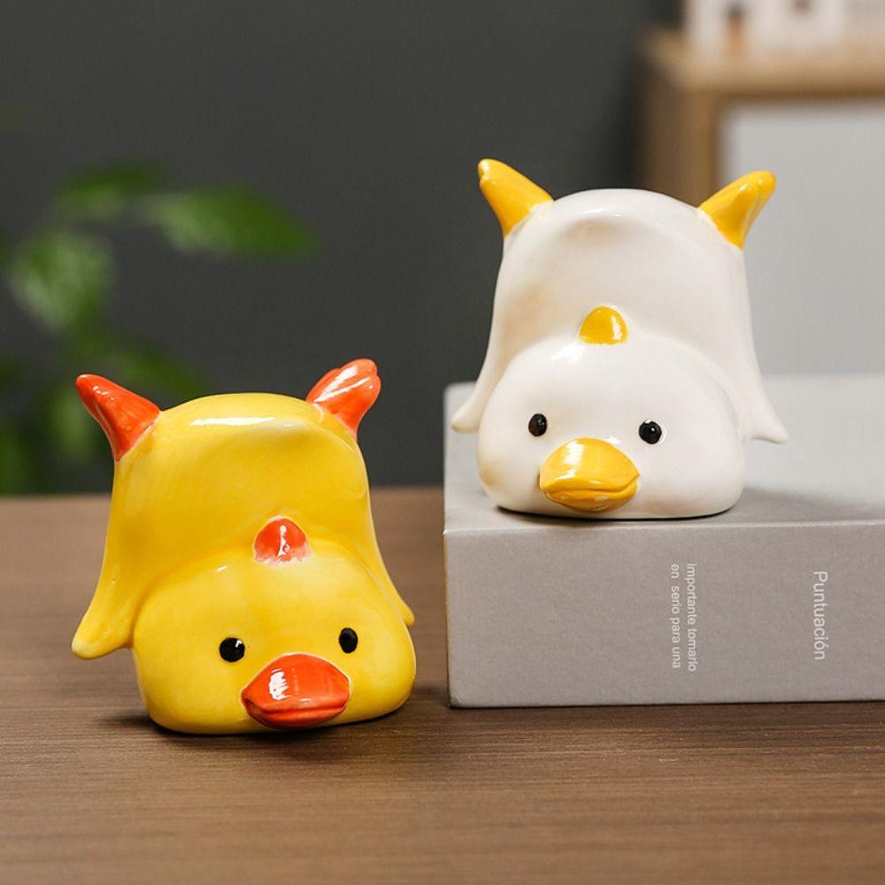 Ceramic Duck Miniature Figurine Statue Pet Duck Landscape Decoration Kids Birthday Gift