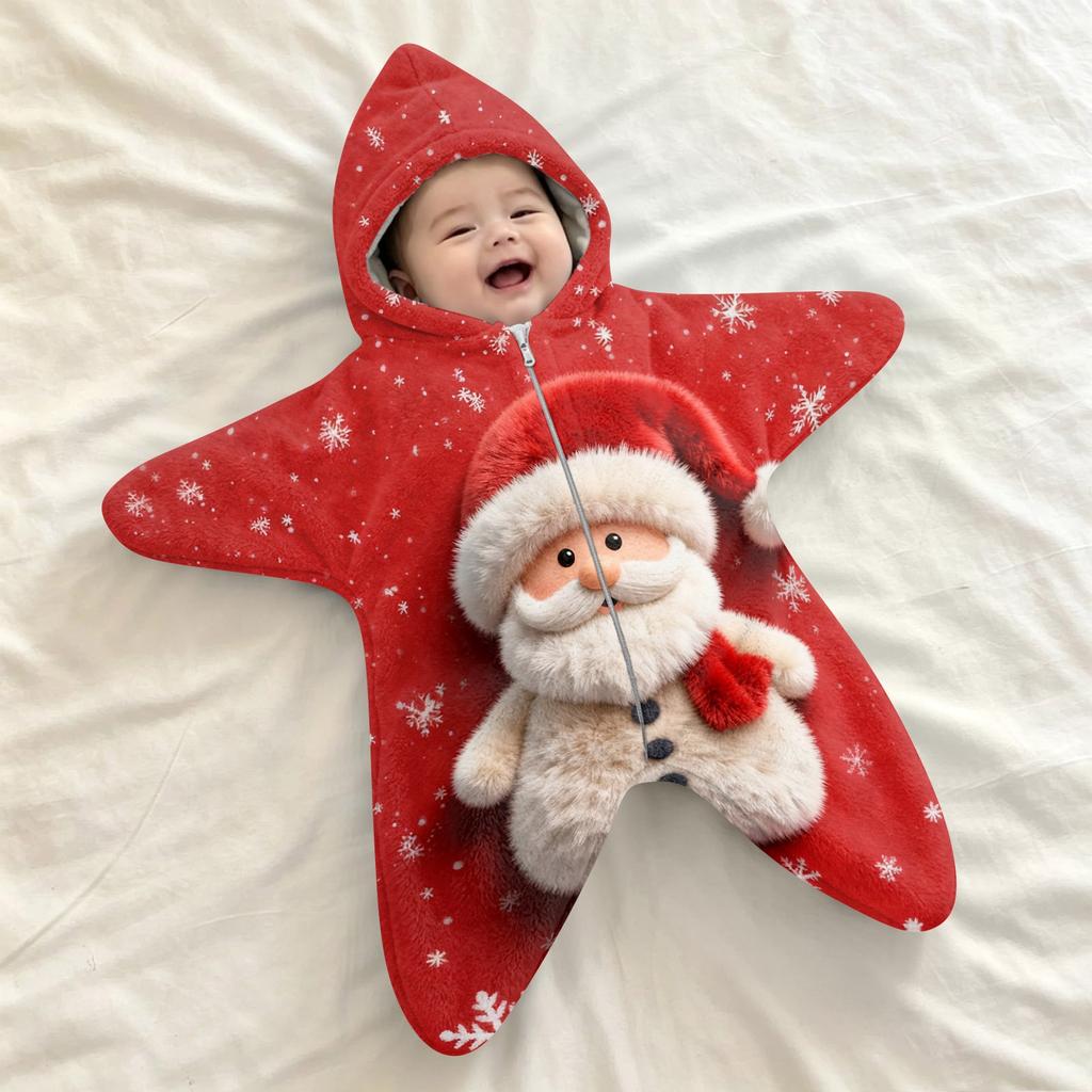 Baby Swaddle Blanket with - Flannel -Startle Wrap for Newborns, Christmas Print Sleep Sack for Boys Girls, Portable Outdoor Swaddle