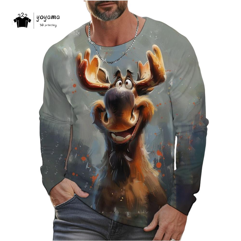 

Забавная футболка с рисунком курицы для мужчин, с длинным рукавом, 3D-принт, осенняя, свободного кроя, мужская одежда, повседневная, модная, с круглым вырезом, мужской топ 6XL