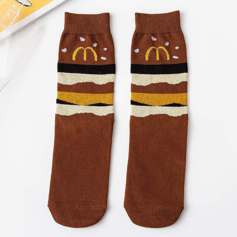 Creative Cute Food Sock Fruit Avocado Cookie Egg Color Matching Cotton Tube Socks EMA