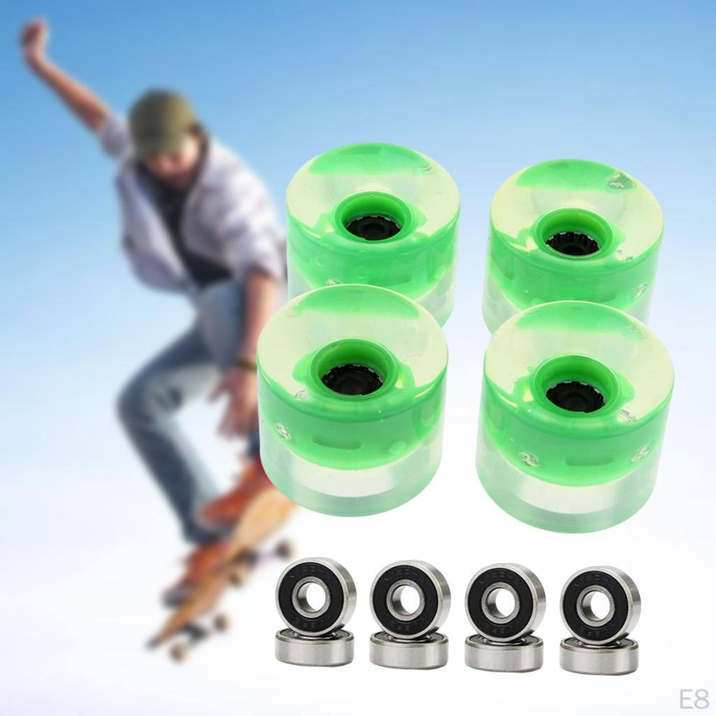 4 Pack PU Flashing Wheels 70mm 78a Replacement for Longboard Skateboard