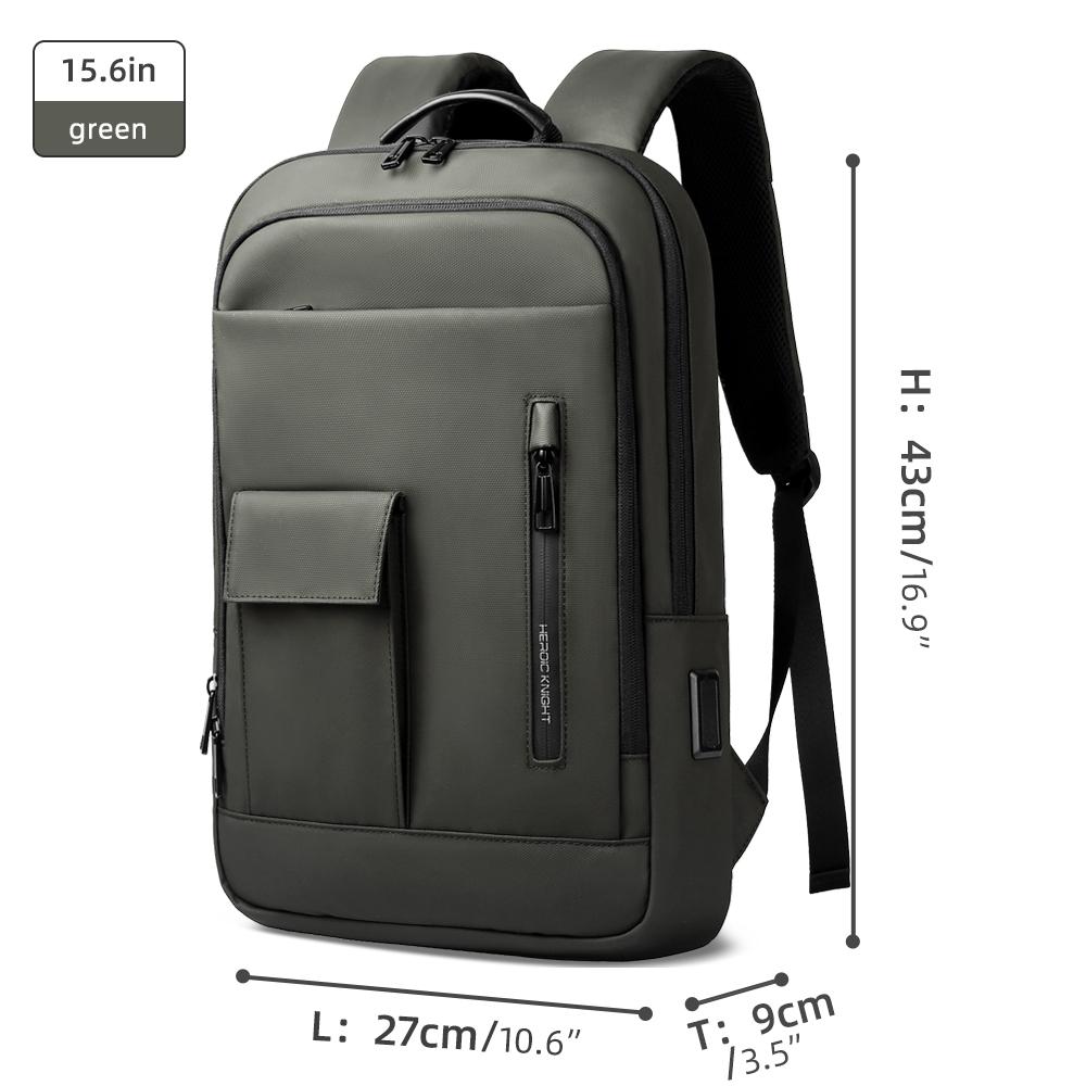 Heroic Knight Slim 15.6" Laptop Backpack with USB Charging Port Lightweight Water-Resistant Work Bag Anti-Theft Business Rucksack